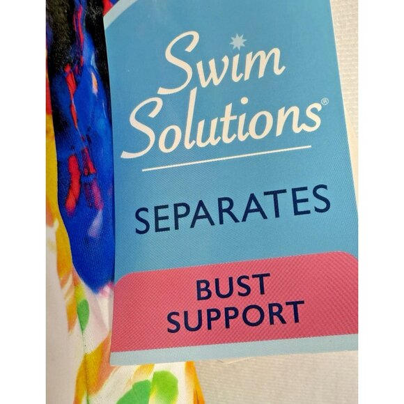 Swim Solutions Womens Hi-Low Floral Printed Beachwear Tankini Swim Top Size 8 - Picture 9 of 10